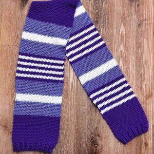 Handmade Knit Scarf – Purple Striped